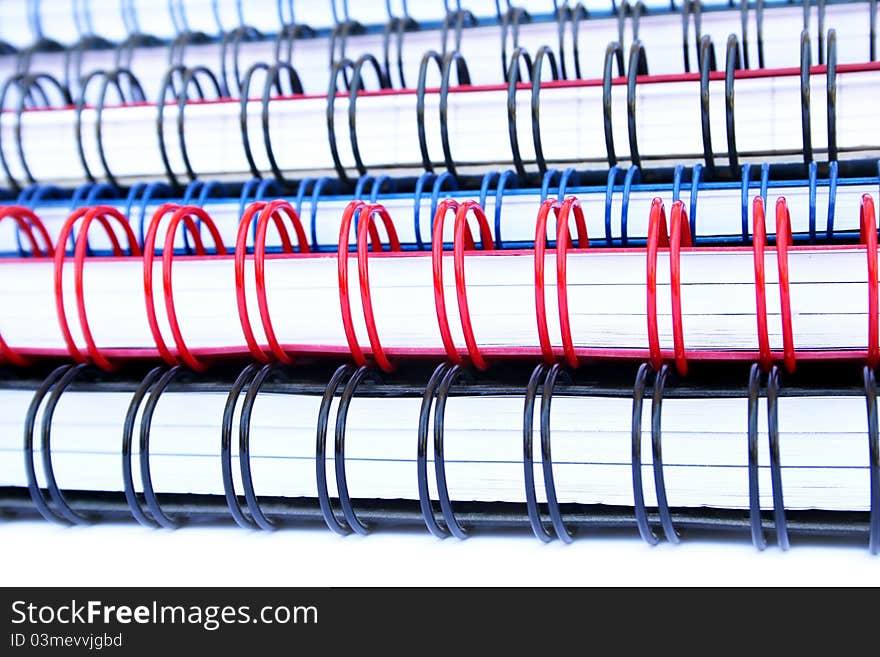 Copybook stack isolated on white background.