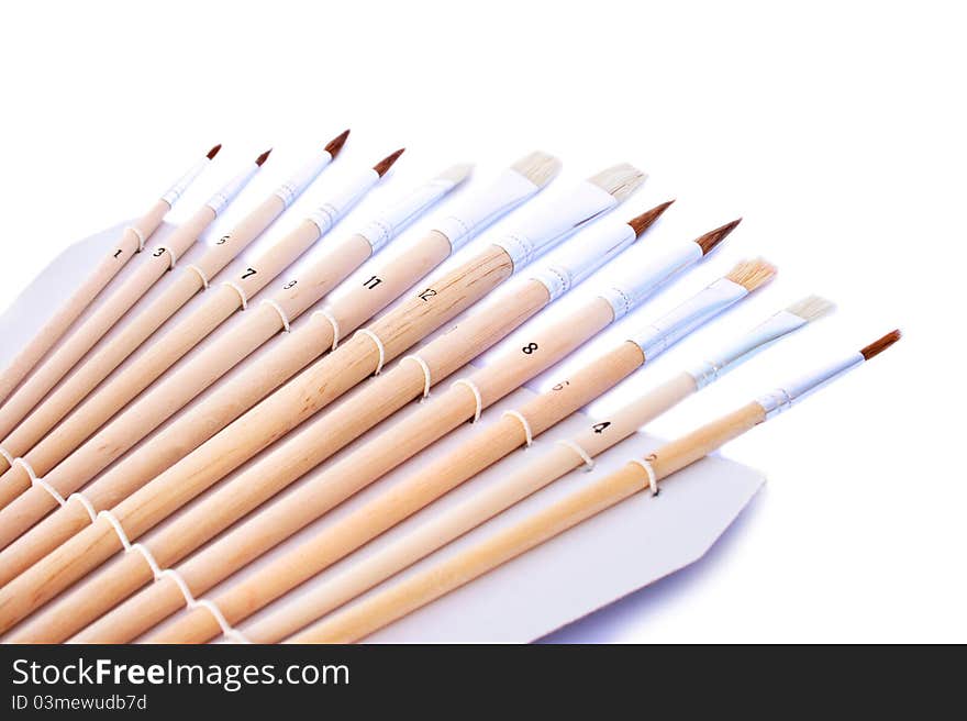 Set of painting brushes  on white background.