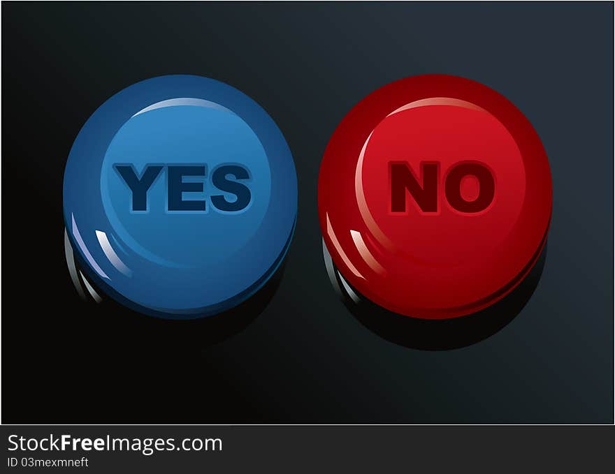 Set of Yes/No buttons, drawing