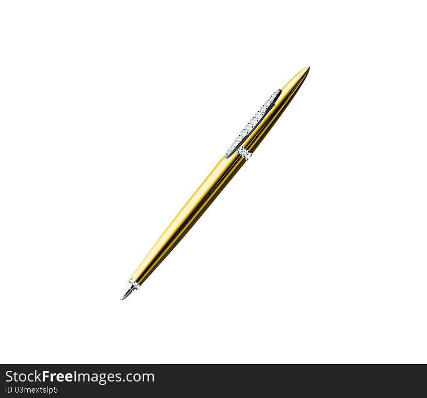 Gold Pen isolated on white background