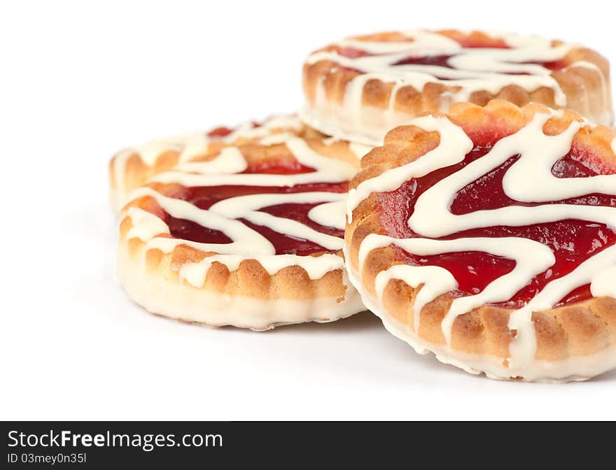 Cookies with jam closeup isolated on a white