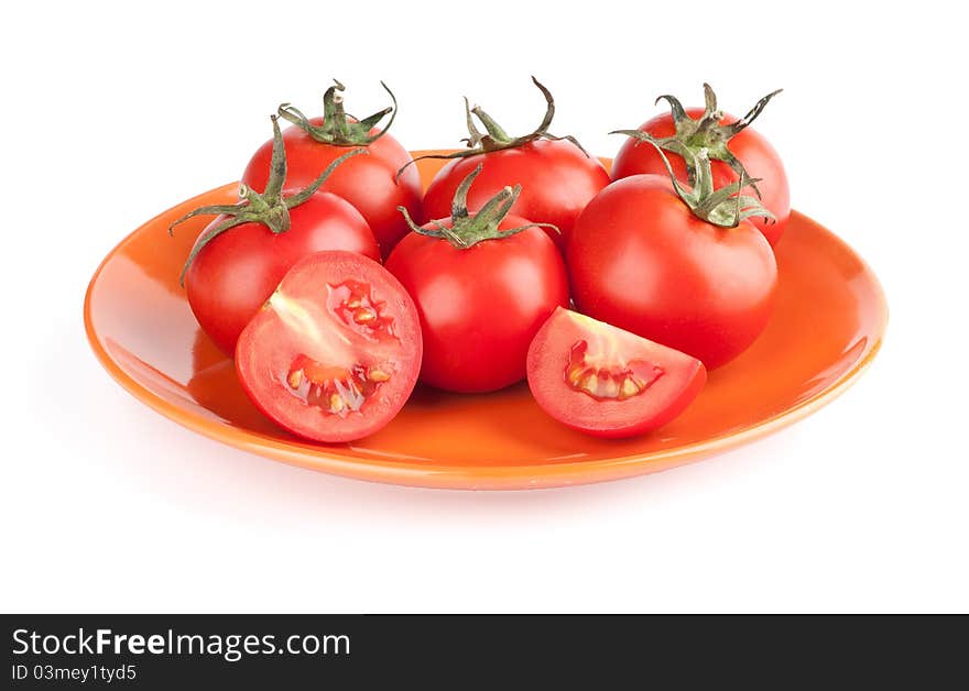 Fresh tomatoes isolated on white