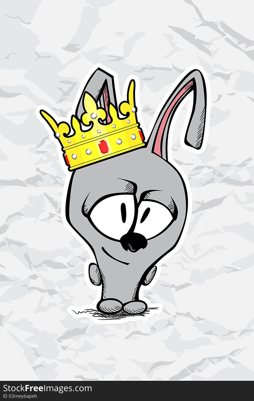 Cute cartoon rabbit with crown (illustration). Cute cartoon rabbit with crown (illustration)