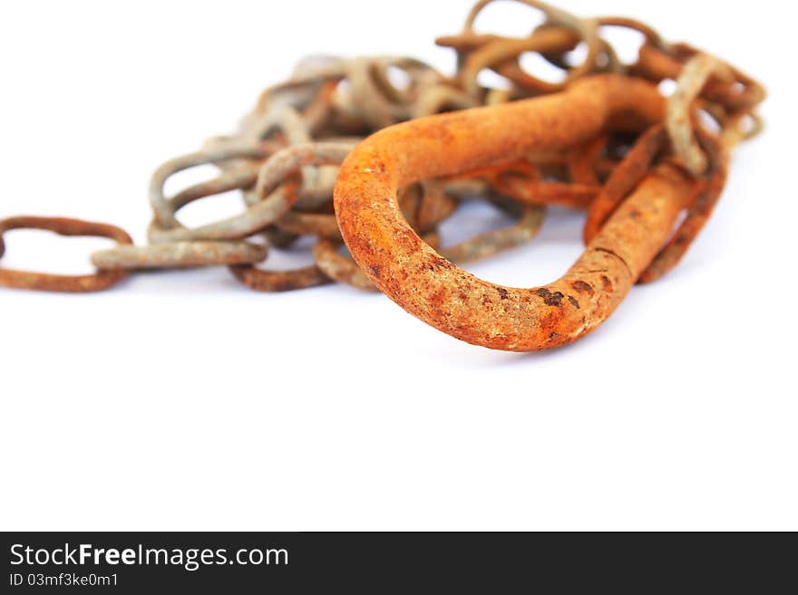 Rusty chain  on white background.