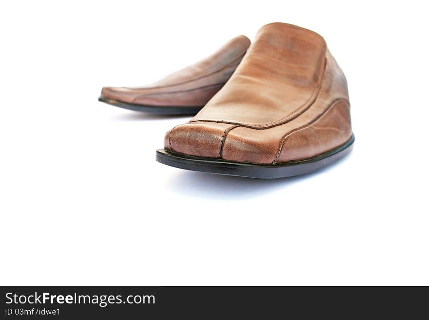 Brown shoes  on white background.