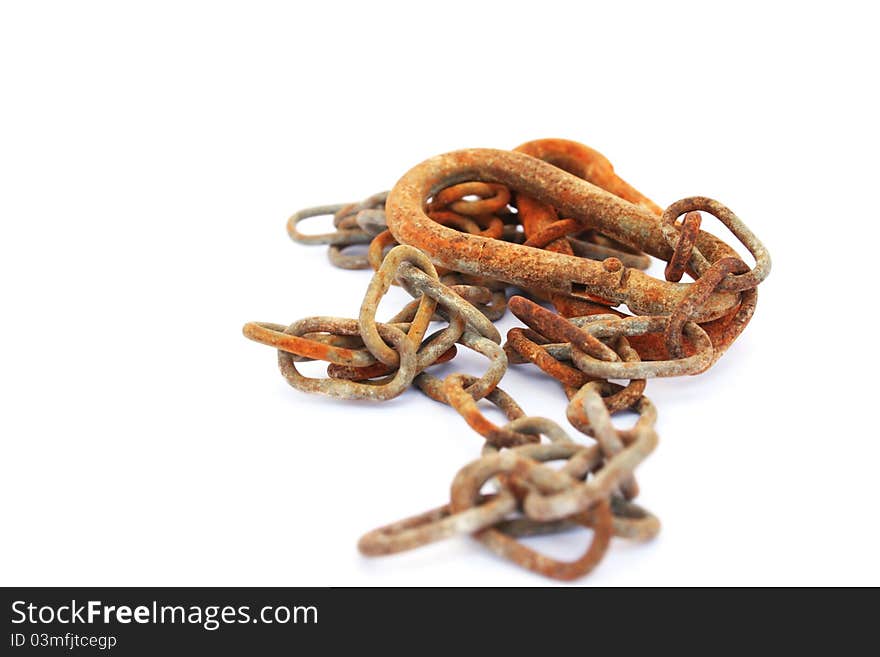 Rusty chain  on white background.