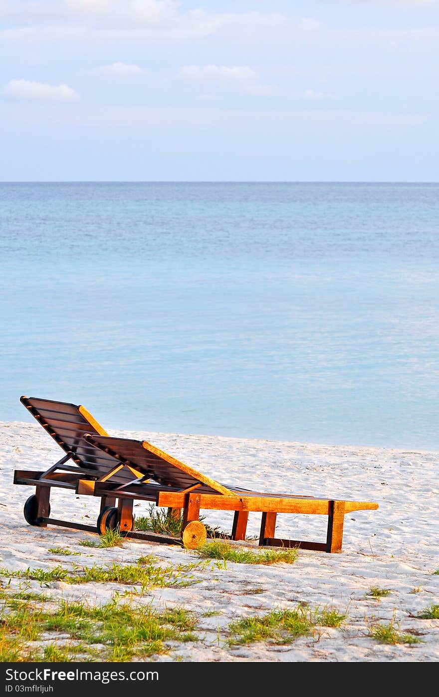 A deserted beach on the tropical island near Borneo.