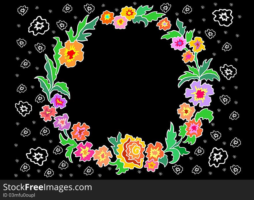 Illustration of wreath from abstract flowers