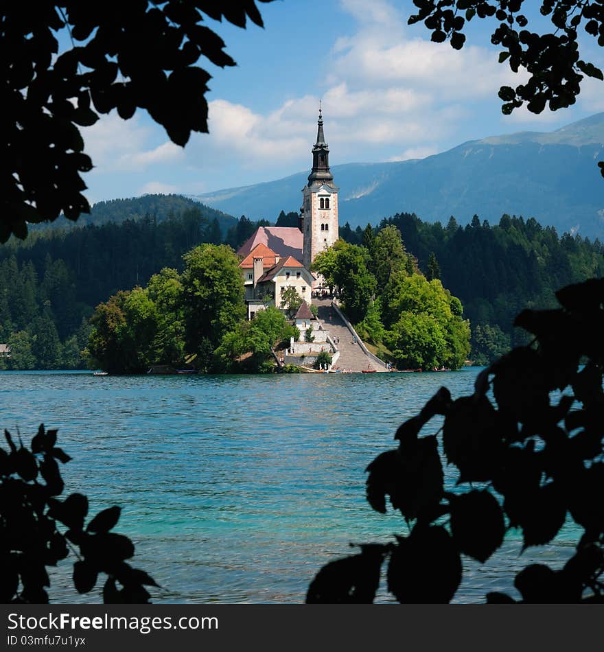 View of St. Mary´s Church of the Assumptionon in Bled. View of St. Mary´s Church of the Assumptionon in Bled