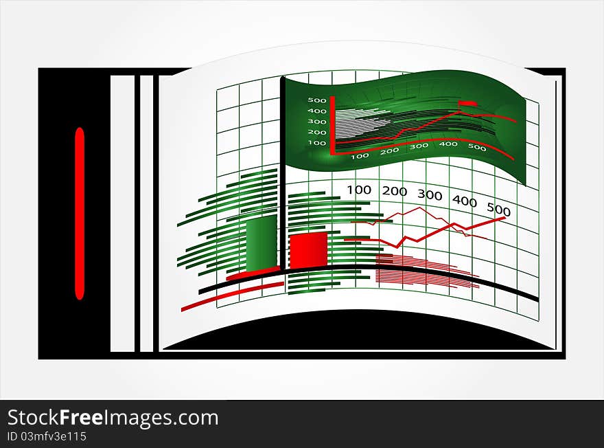 Graphic with flag in notebook. Graphic with flag in notebook