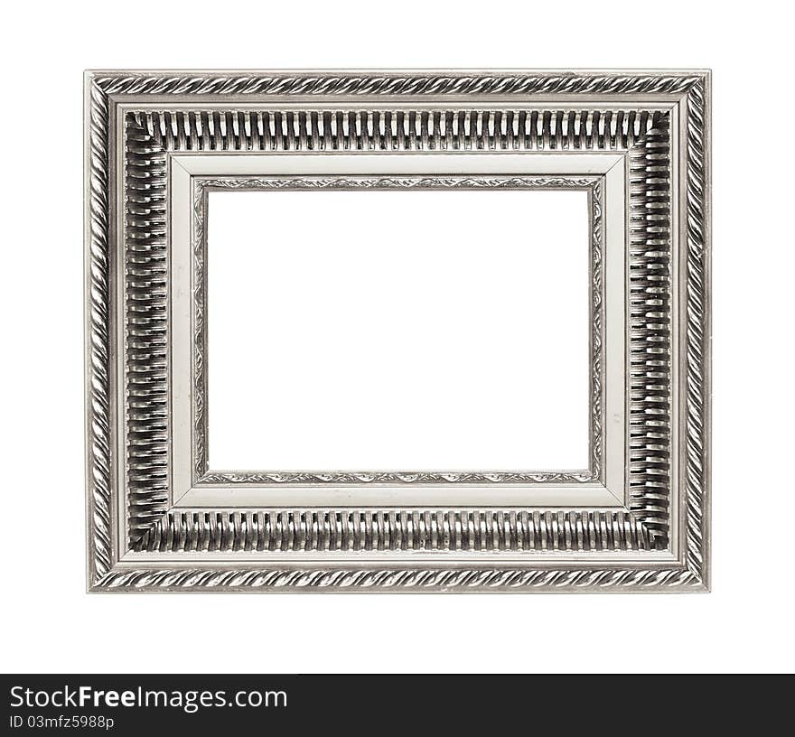 Silver art frame isolated on white background