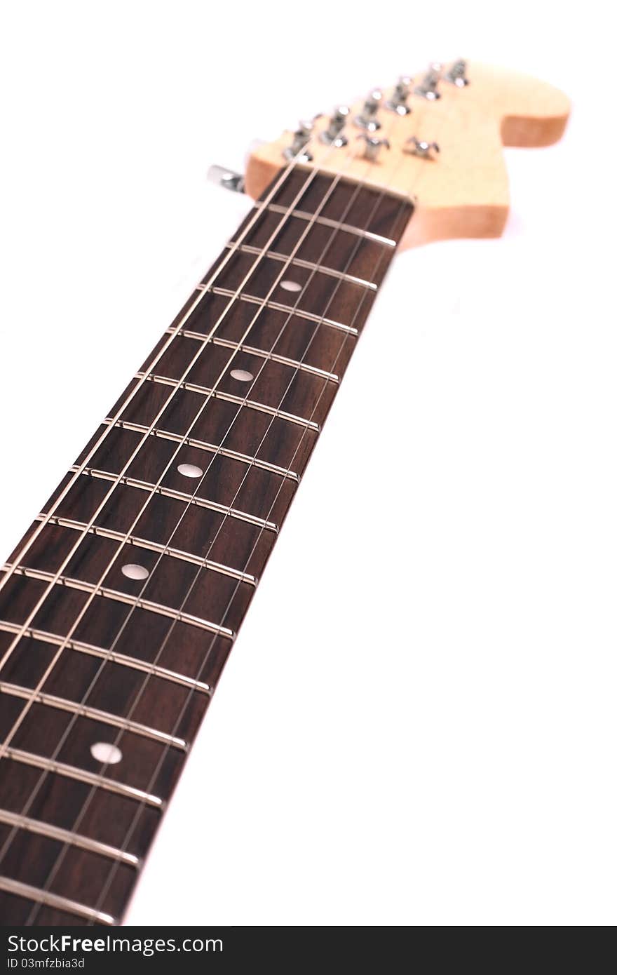 Image of guitar detail isolated on white