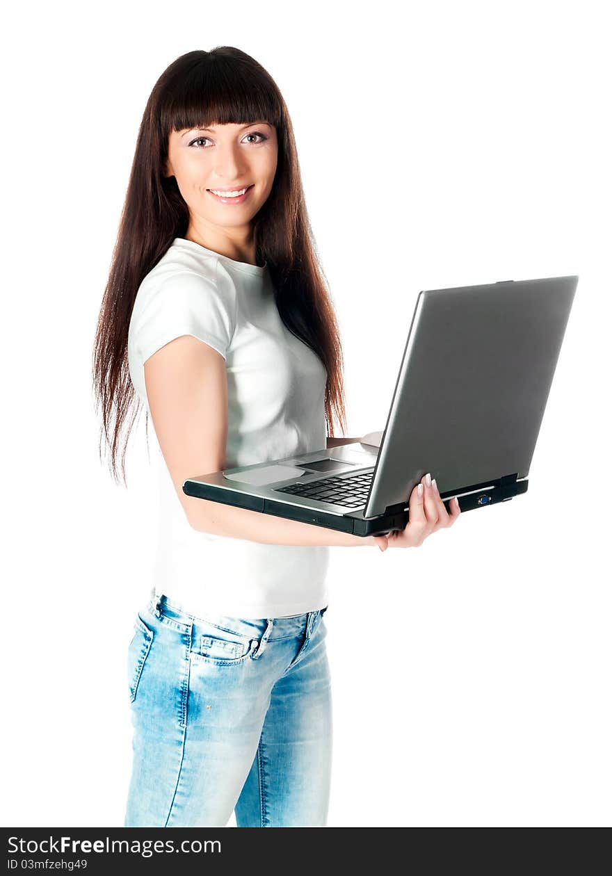 Young woman  working with laptop