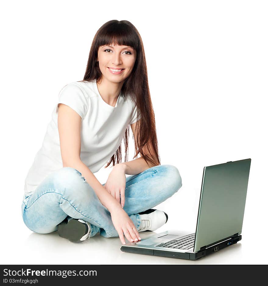 Young woman  working with laptop