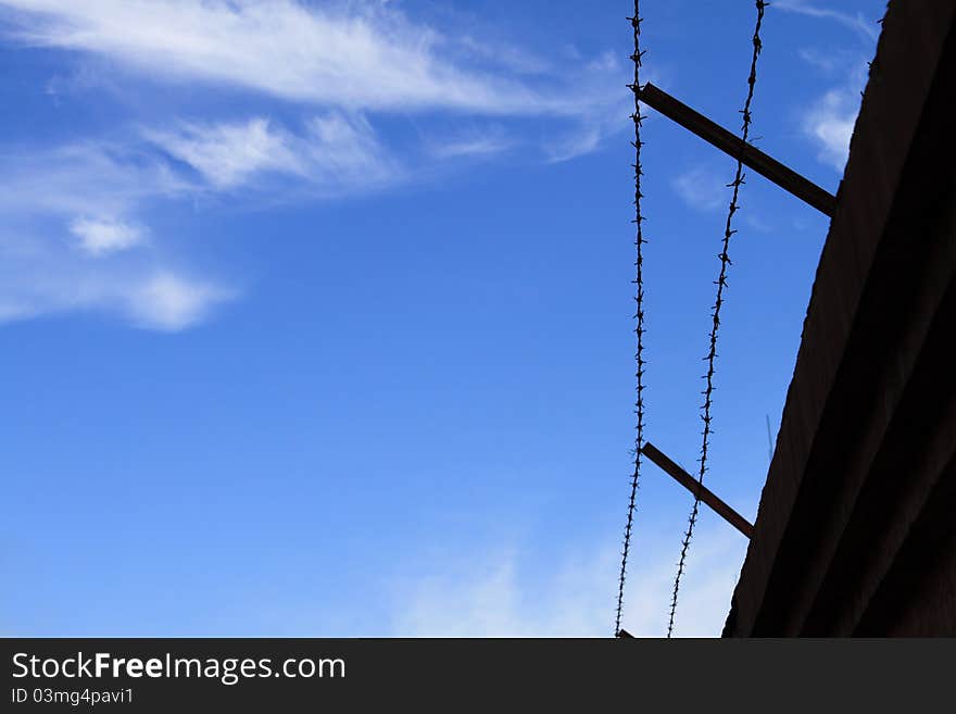 A stockade on the wall. A stockade on the wall.