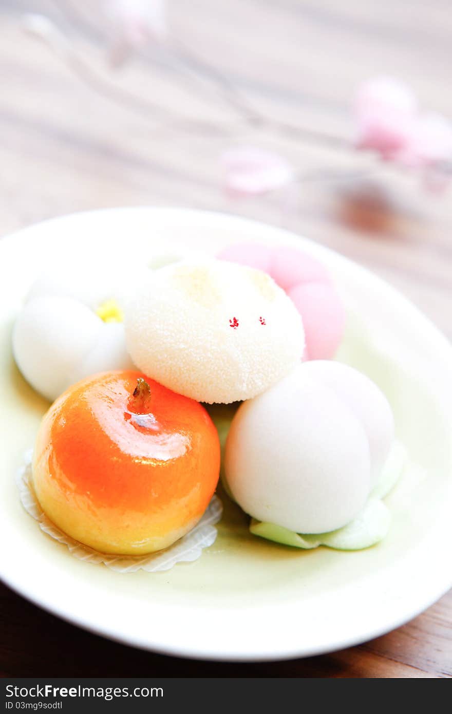 White Mochi on a plate