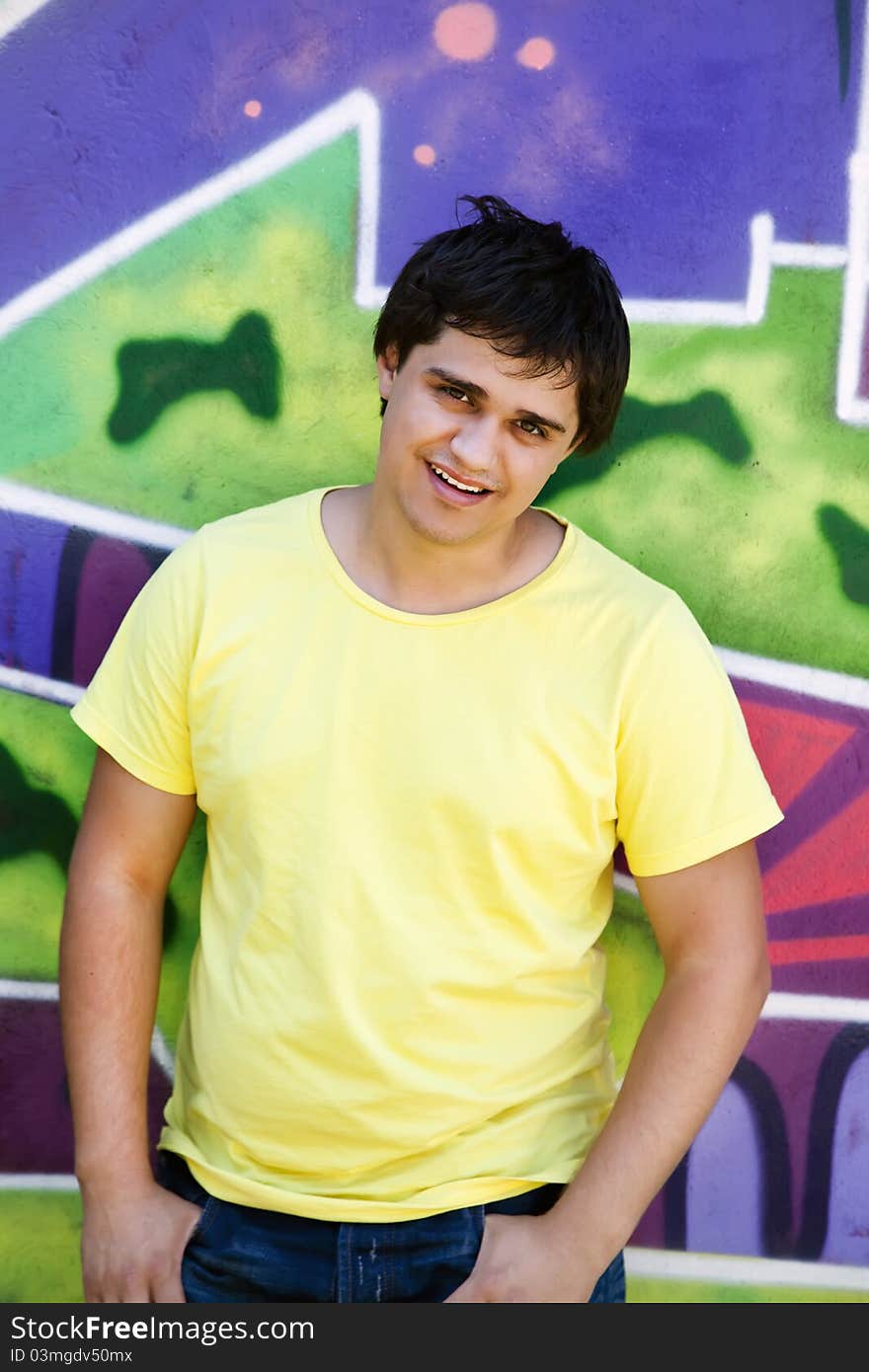 Teen Near Graffiti Wall.