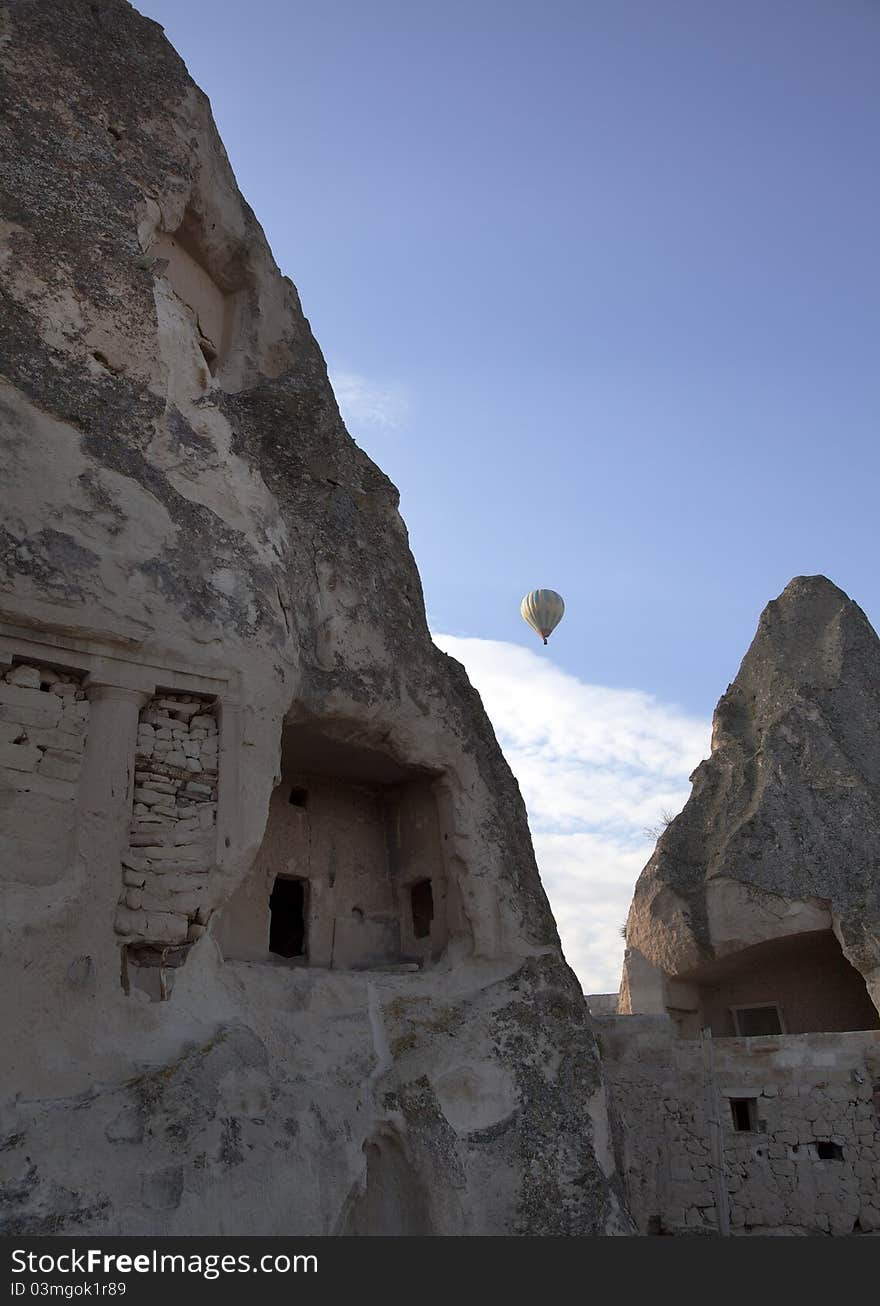 Typical limestone homes Cappadocia Turkey