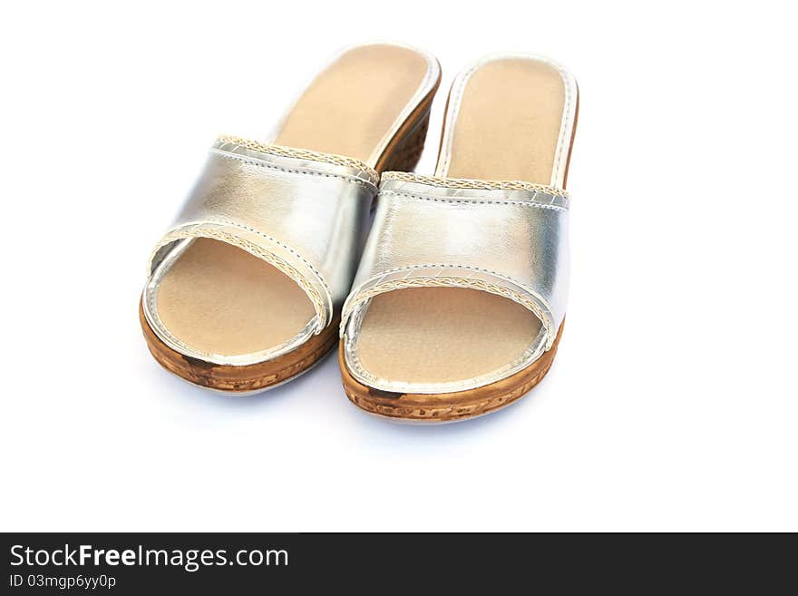 Shoes on white background, horizontal picture.