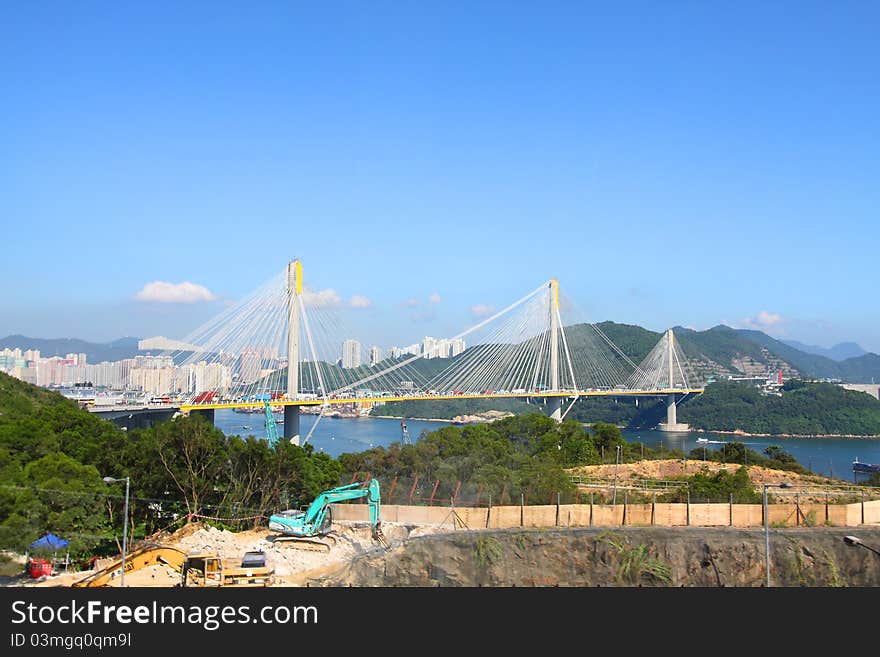 Ting Kau Bridge In Hong Kong At Day