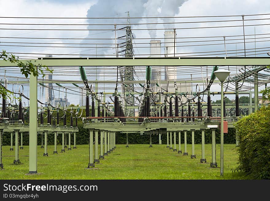 Substation at a power plant