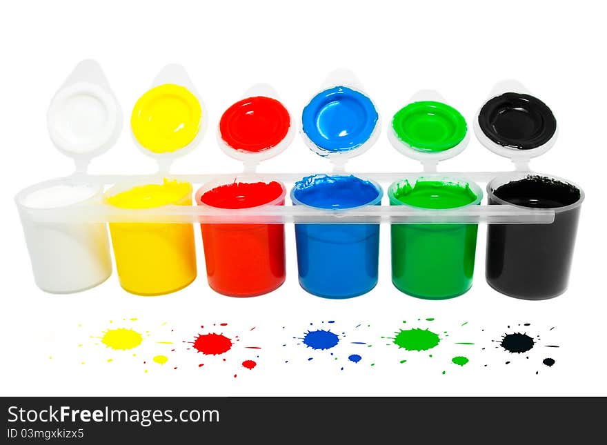 Water based paints, isolated on a white background