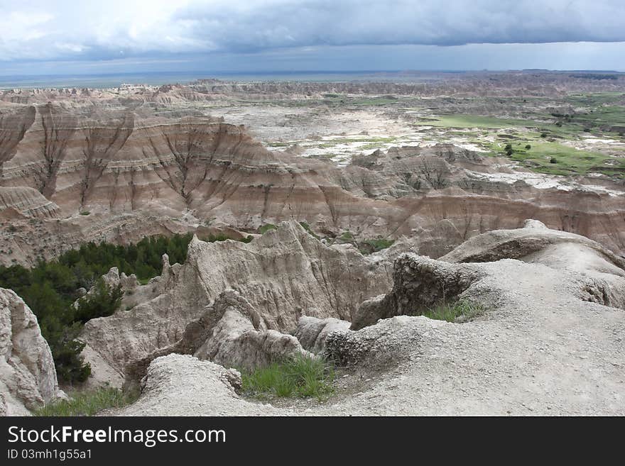 View of Badlands National Park in Sout Dakota