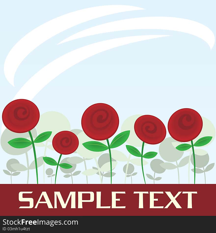 Abstract red flowers background with place for your text