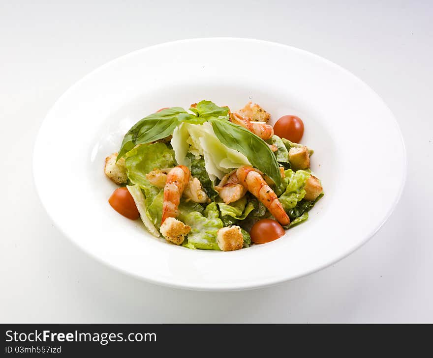 Fresh salad with shrimp