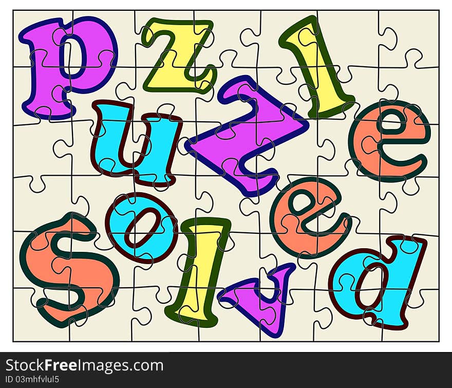 Puzzle close up with colorful letters. Puzzle close up with colorful letters