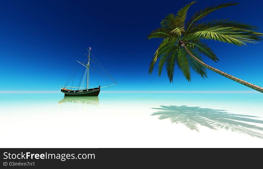 The horizon and palm tree. The horizon and palm tree