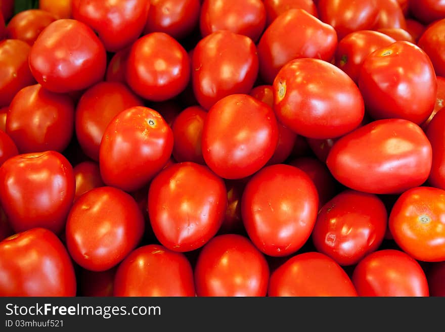 Fresh red tomatoes in market