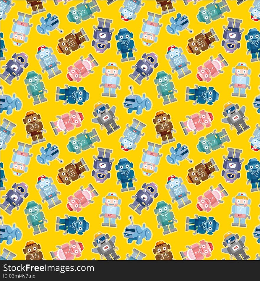 Seamless robot pattern, drawing