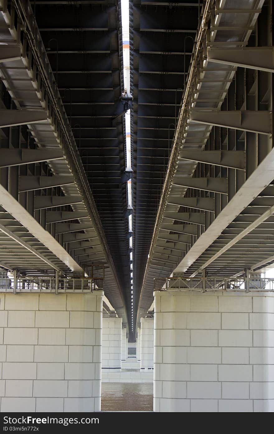 Huge iron bridge.Bottom view