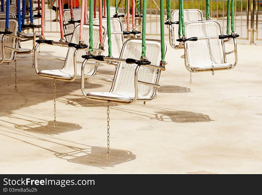 Flying chairs in the amusement park