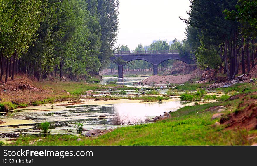 Stone bridge over the river.