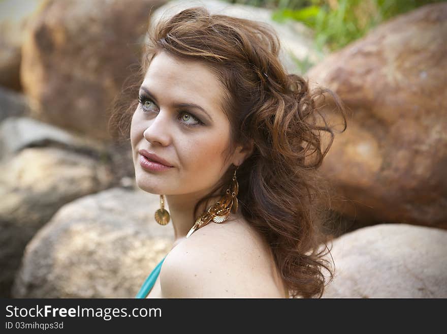 Extraordinarily Beautiful Girl In A Blue Dress