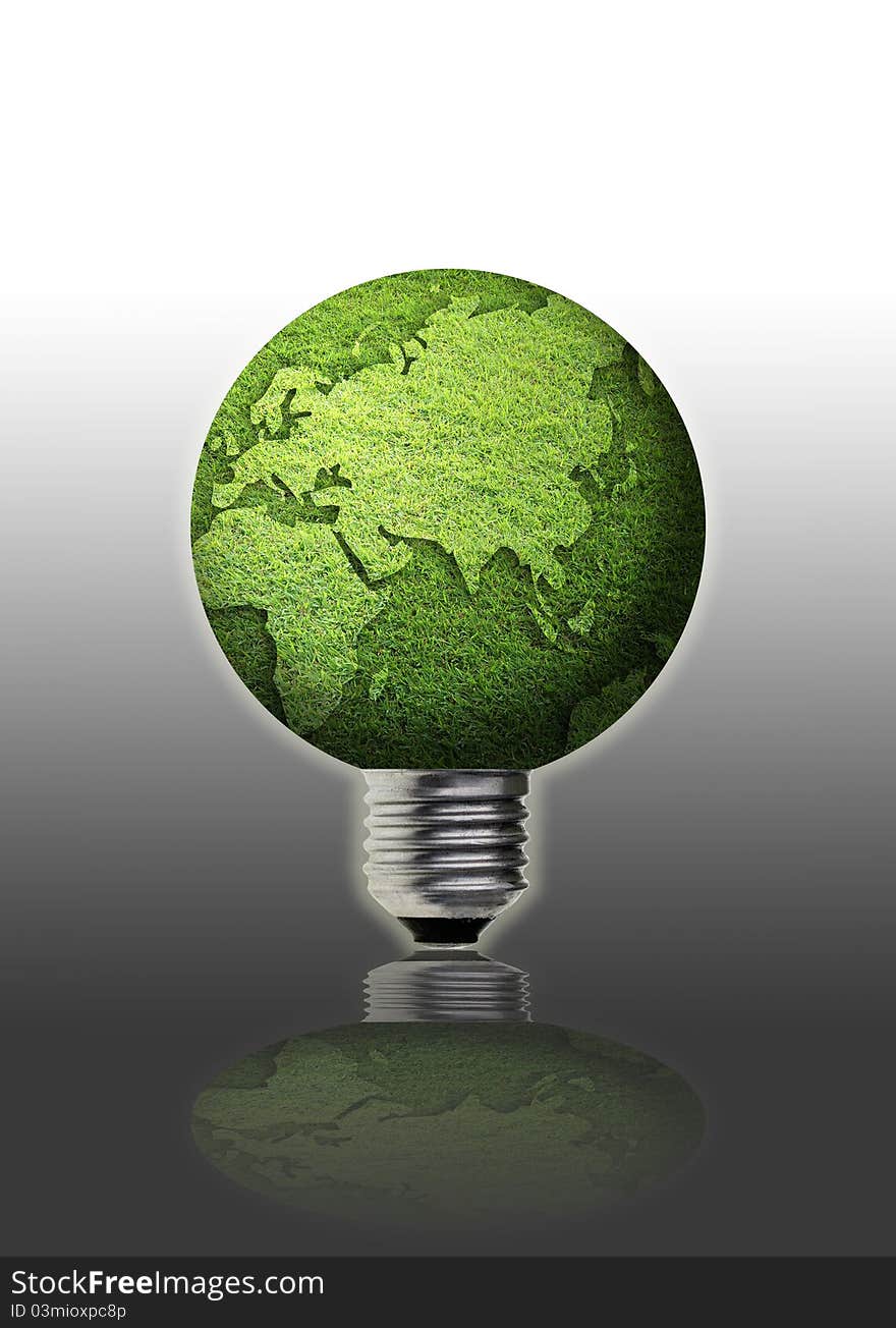 Art work of grass globe with light bulb. Art work of grass globe with light bulb.