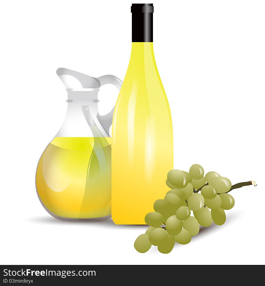 White wine boottle and grape