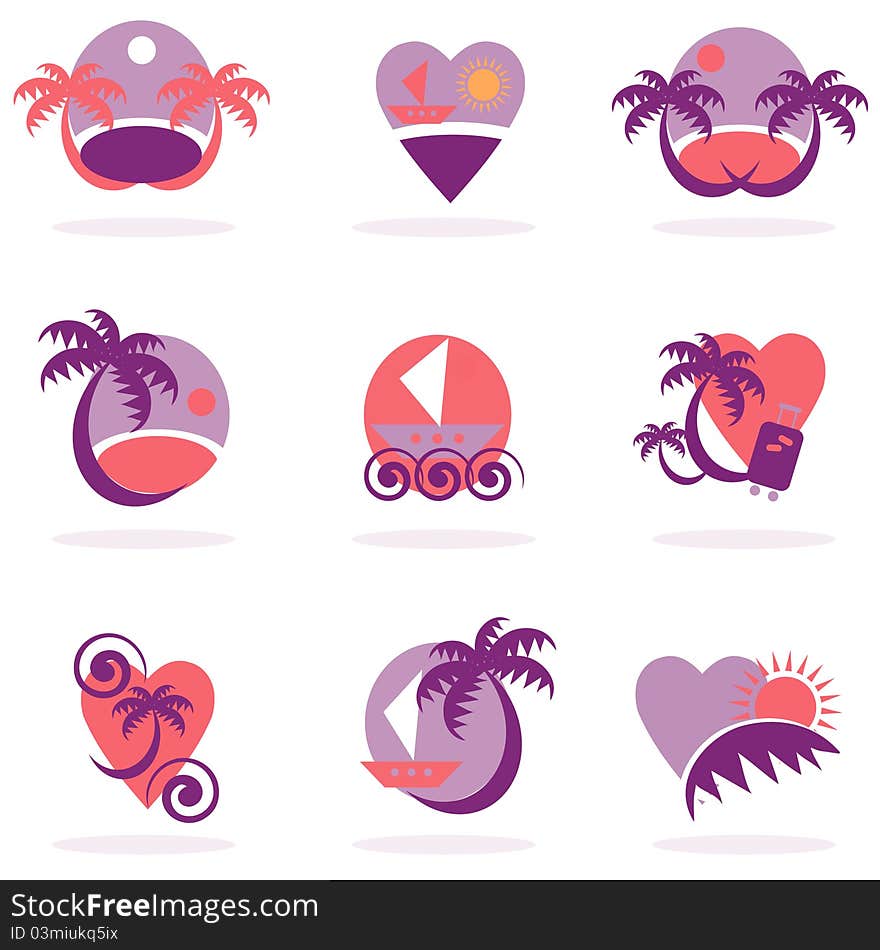 Travel icons collection - vacation emblems and symbols. Travel icons collection - vacation emblems and symbols