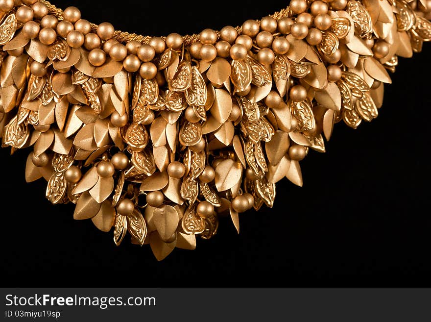 Close-up of gold necklace