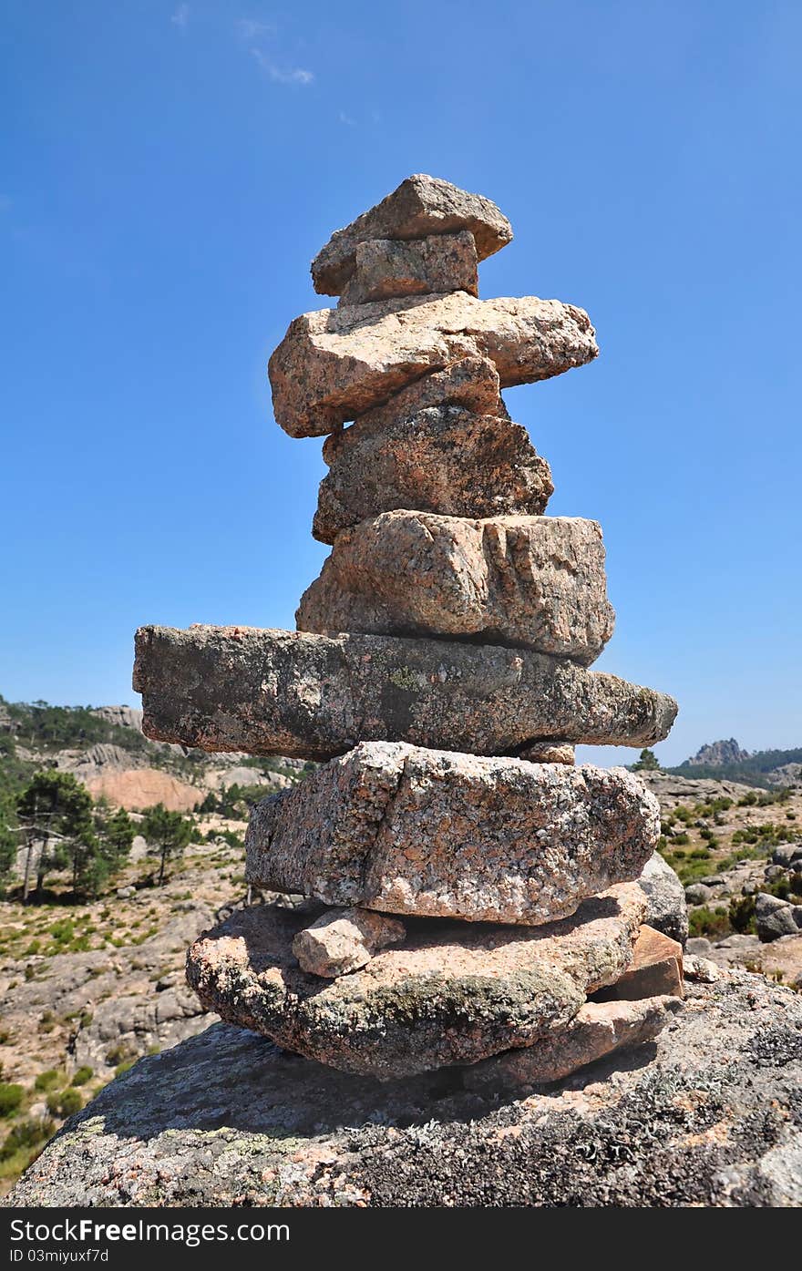 Cairn On Blue Sky