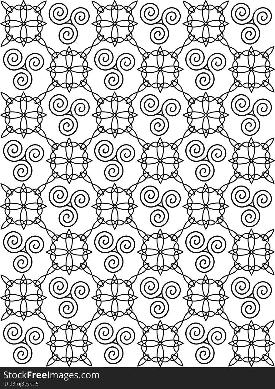 Celtic black & white repeating symbol design. Celtic black & white repeating symbol design