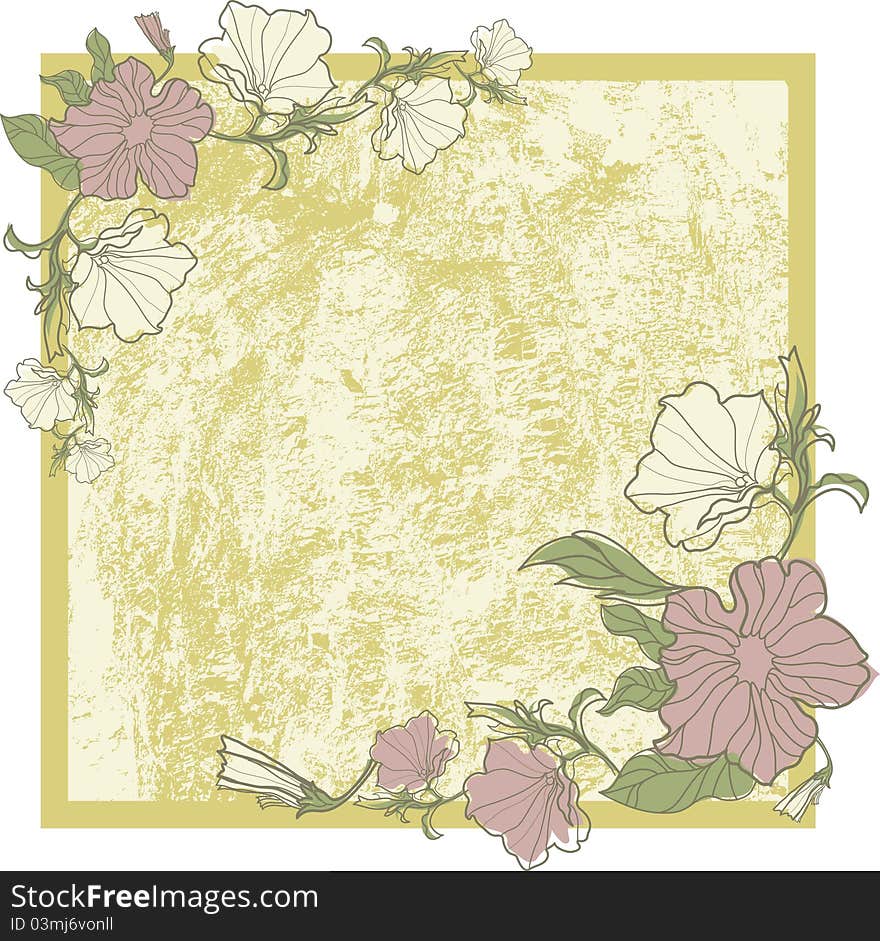 Vector vintage frame with flowers