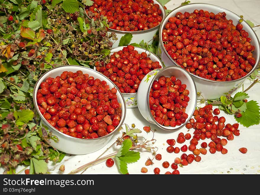 Wood year wild strawberry on a table