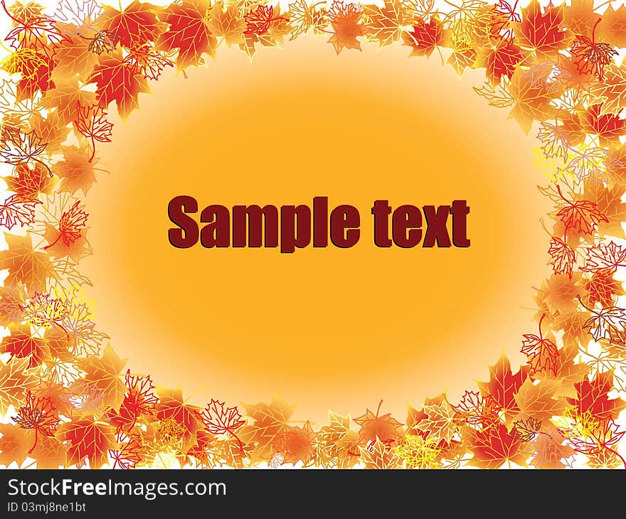 Autumn Leaves Frame From Text. Vector Illustration