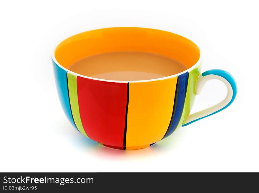 Stripy coffe cup isolated on a white background. Stripy coffe cup isolated on a white background