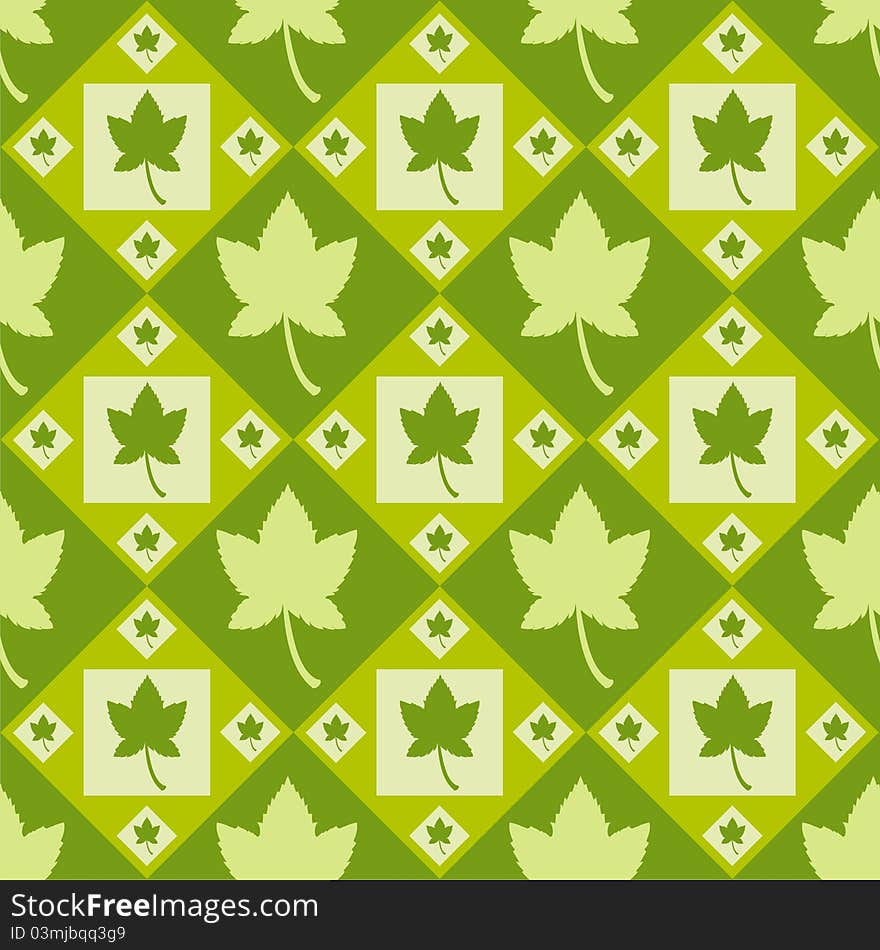 Cute green autumn pattern with leaves. Cute green autumn pattern with leaves