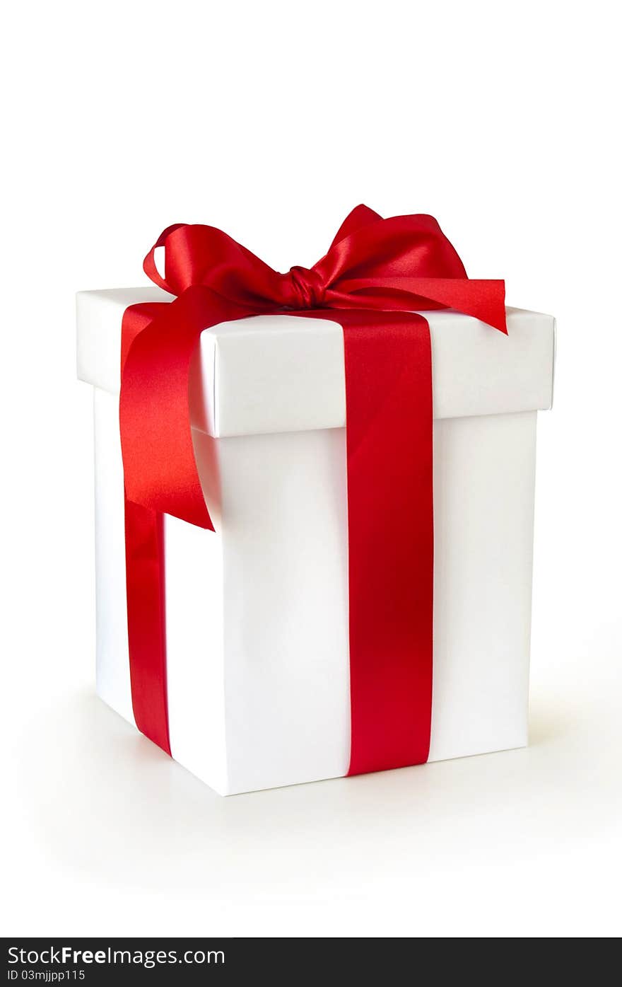 Gift Box With Red Ribbon