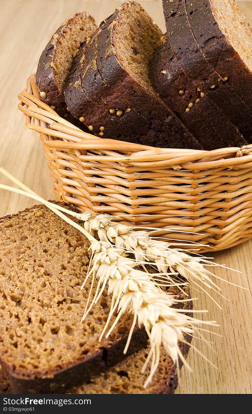 Bread in the basket on the table